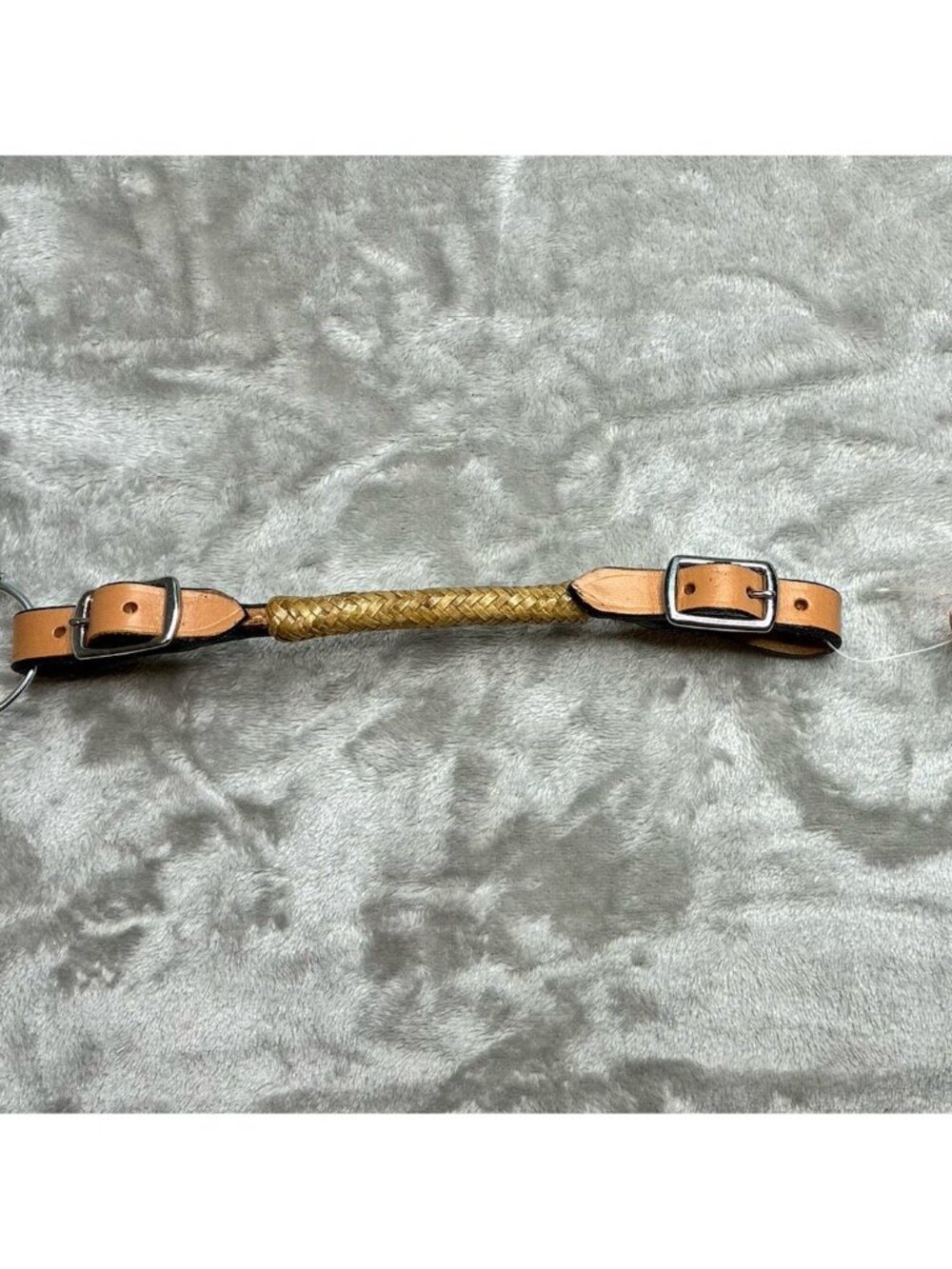 King Series Rolled Braided Rawhide Western Curb Strap Lite Tan - 52-9035 Vintage
